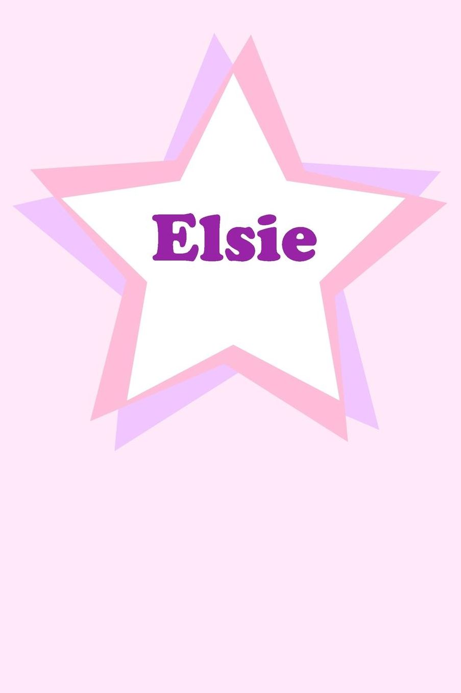 Elsie: Personalized Name Journal. Wide Ruled (Lined) Writing Diary, Composition Book. Cute Pink Star Cover for Girls, Kids and Teens