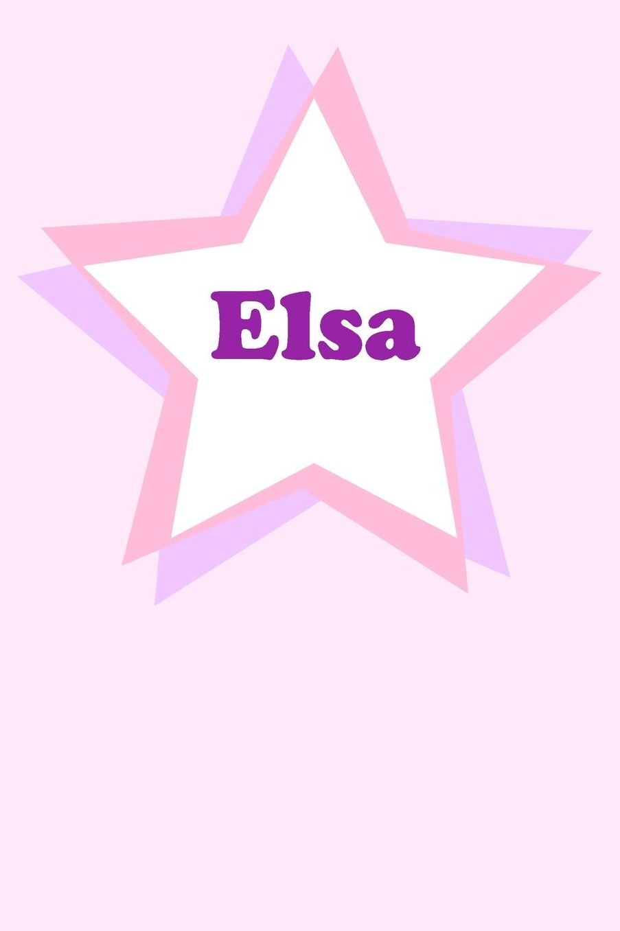 Elsa: Personalized Name Journal. Wide Ruled (Lined) Writing Diary, Composition Book. Cute Pink Star Cover for Girls, Kids and Teens