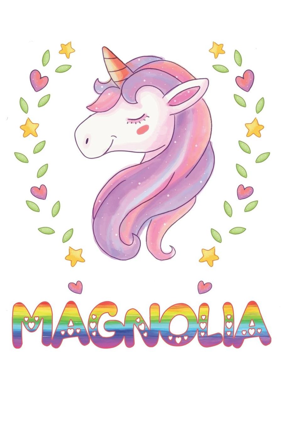Magnolia: Magnolia Notebook Journal 6x9 Personalized Gift For Magnolia Unicorn Rainbow Colors Lined Paper