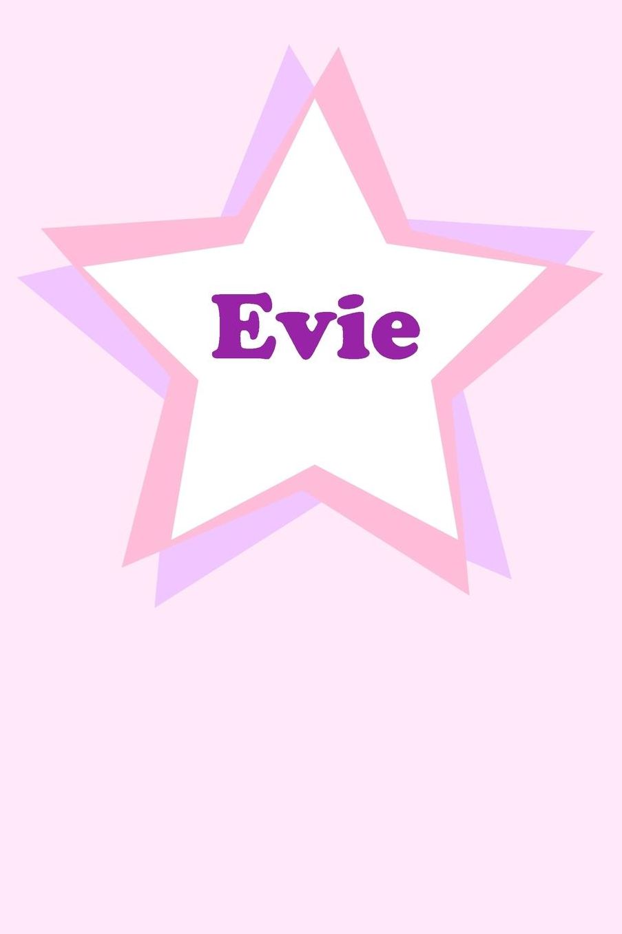 Evie: Personalized Name Journal. Wide Ruled (Lined) Writing Diary, Composition Book. Cute Pink Star Cover for Girls, Kids and Teens