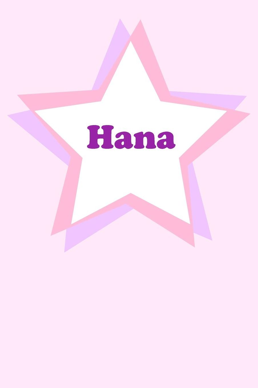Hana: Personalized Name Journal. Wide Ruled (Lined) Writing Diary, Composition Book. Cute Pink Star Cover for Girls, Kids and Teens