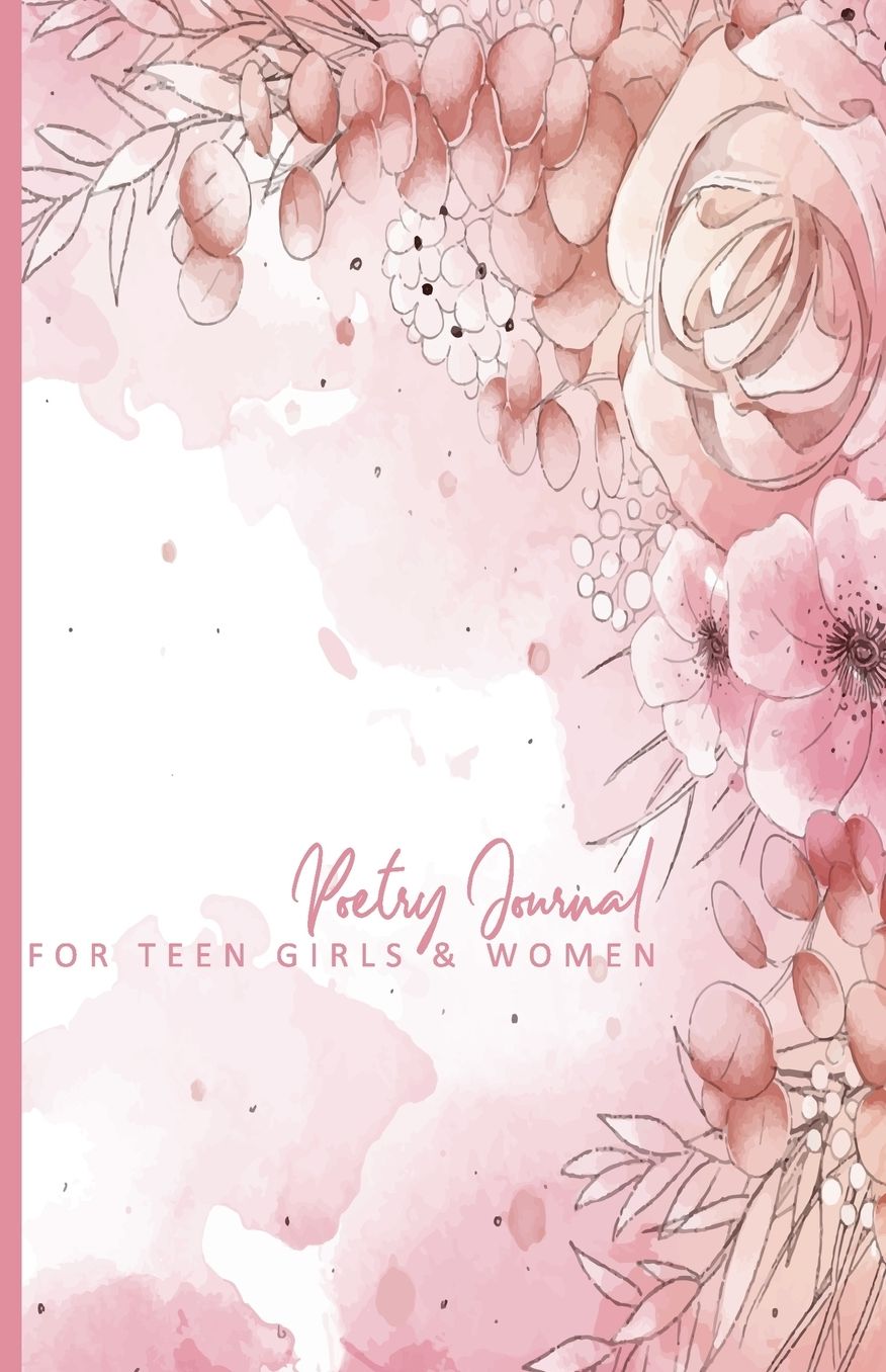 Poetry Journal For Teen Girls & Women: Blank Watercolor Design Pattern Notebook; Unruled Personal Diary Memo For Writers, Teenagers, Adults; No Lines Notepad Pages; Great As Christmas Anniversary Birthday Gifts