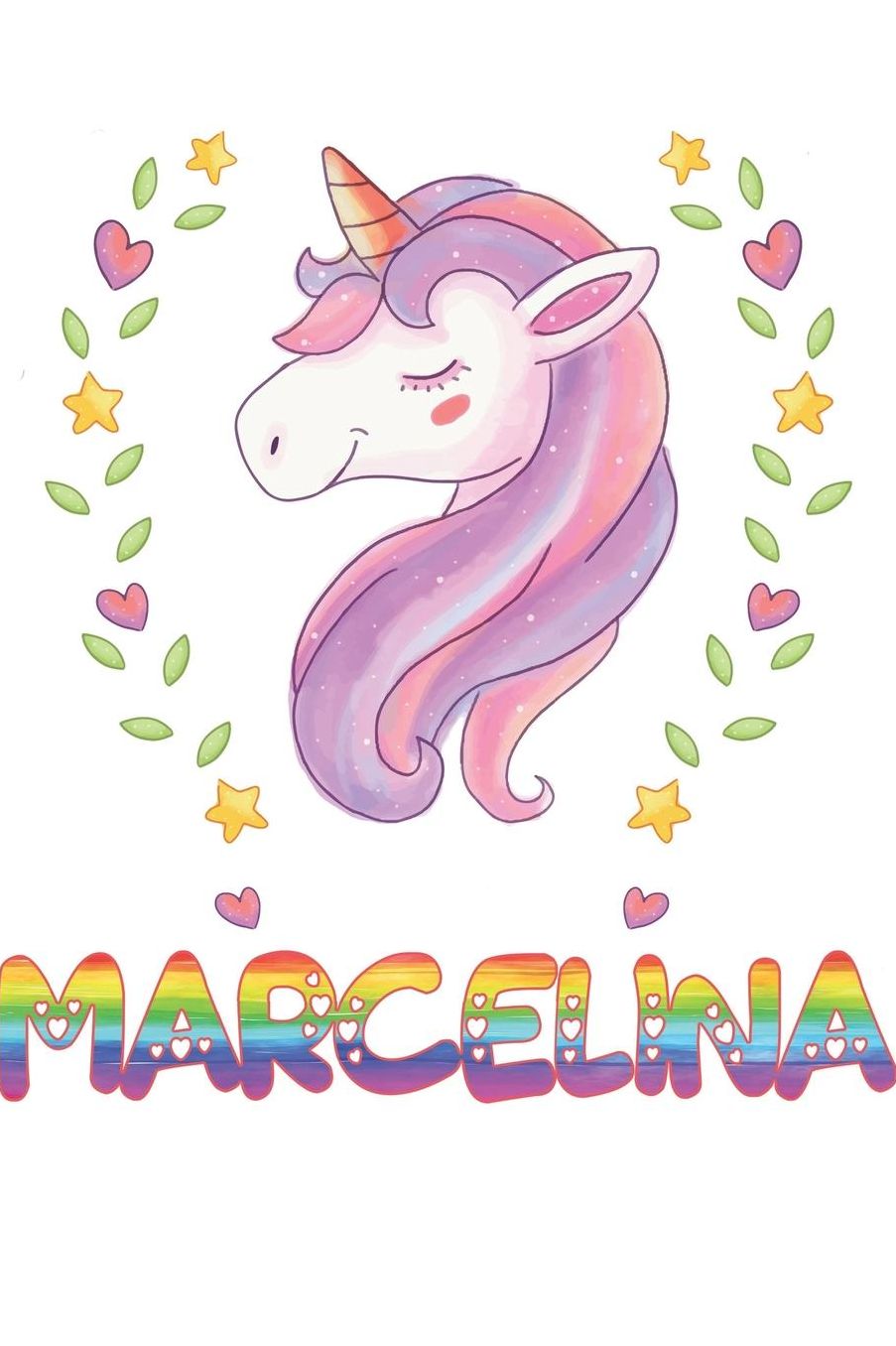 Marcelina: Marcelina Notebook Journal 6x9 Personalized Gift For Marcelina Unicorn Rainbow Colors Lined Paper