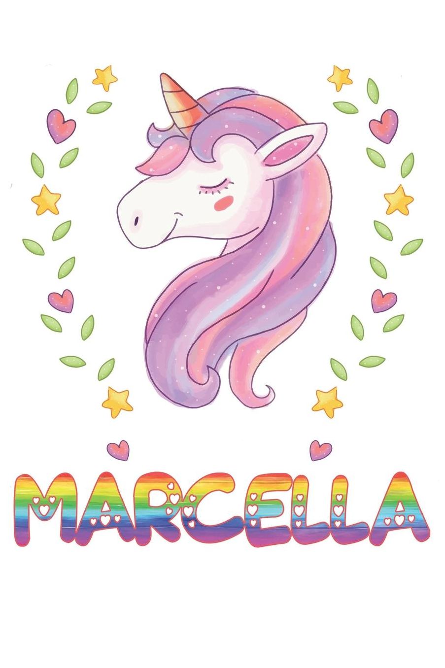 Marcella: Marcella Notebook Journal 6x9 Personalized Gift For Marcella Unicorn Rainbow Colors Lined Paper