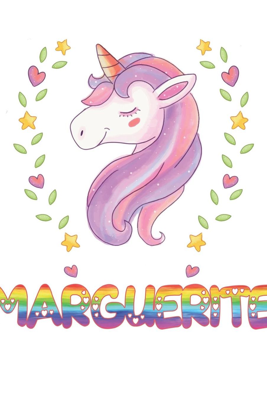 Marguerite: Marguerite Notebook Journal 6x9 Personalized Gift For Marguerite Unicorn Rainbow Colors Lined Paper