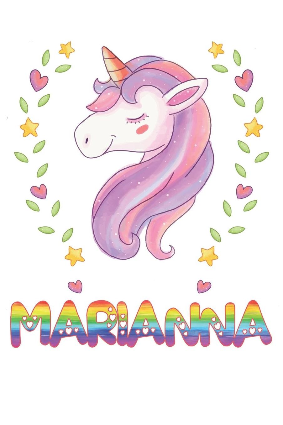 Marianna: Marianna Notebook Journal 6x9 Personalized Gift For Marianna Unicorn Rainbow Colors Lined Paper