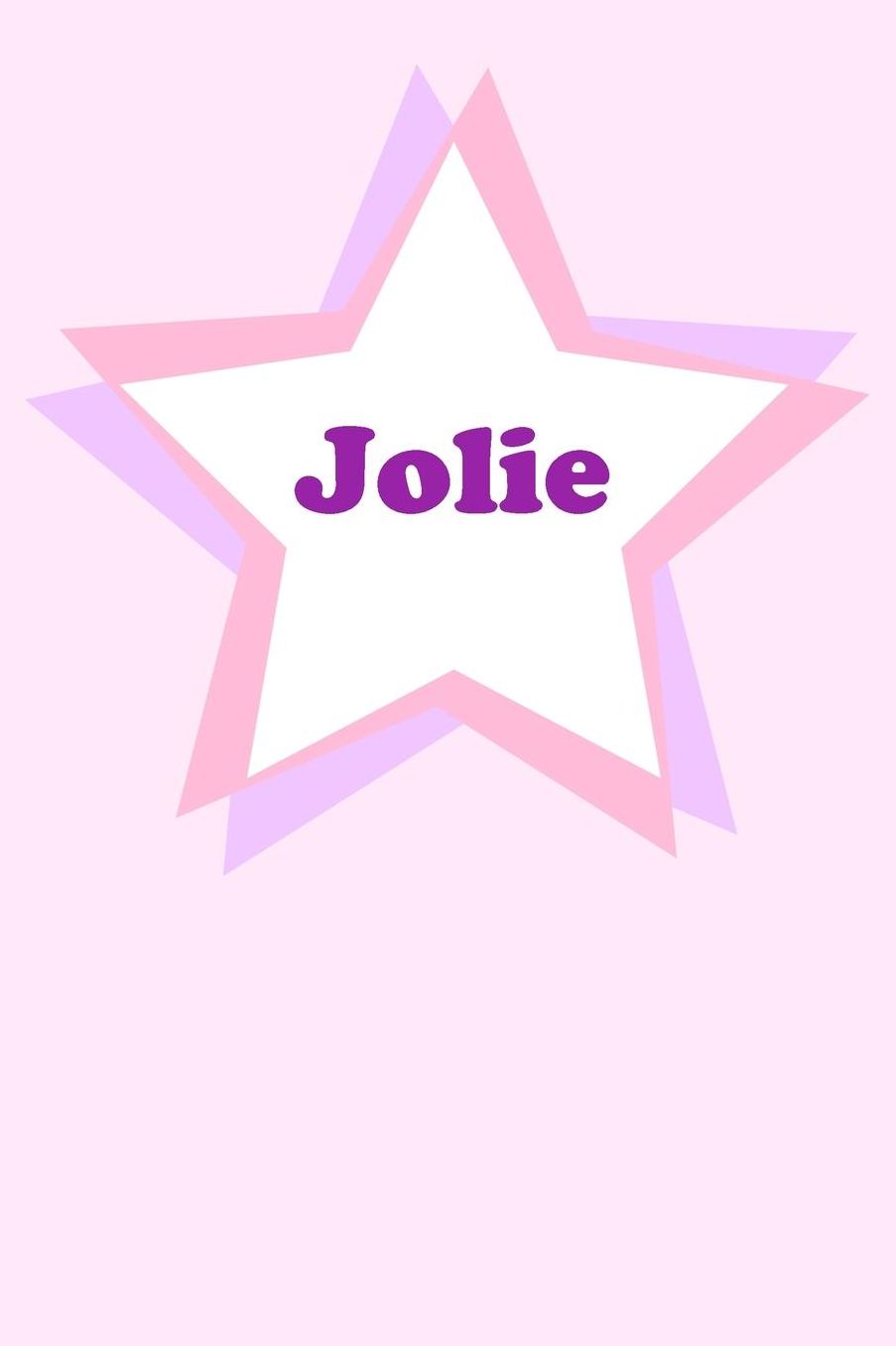 Jolie: Personalized Name Journal. Wide Ruled (Lined) Writing Diary, Composition Book. Cute Pink Star Cover for Girls, Kids and Teens