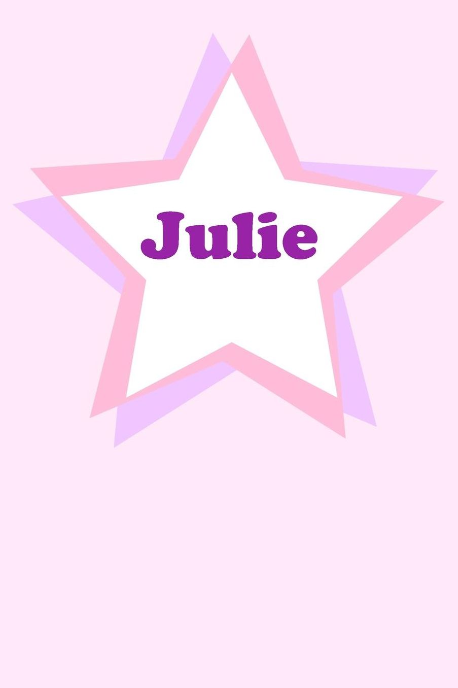 Julie: Personalized Name Journal. Wide Ruled (Lined) Writing Diary, Composition Book. Cute Pink Star Cover for Girls, Kids and Teens