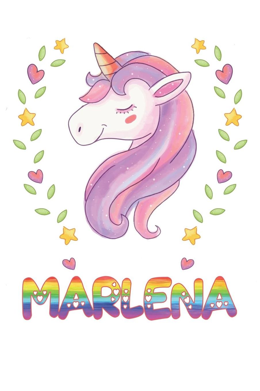 Marlena: Marlena Notebook Journal 6x9 Personalized Gift For Marlena Unicorn Rainbow Colors Lined Paper
