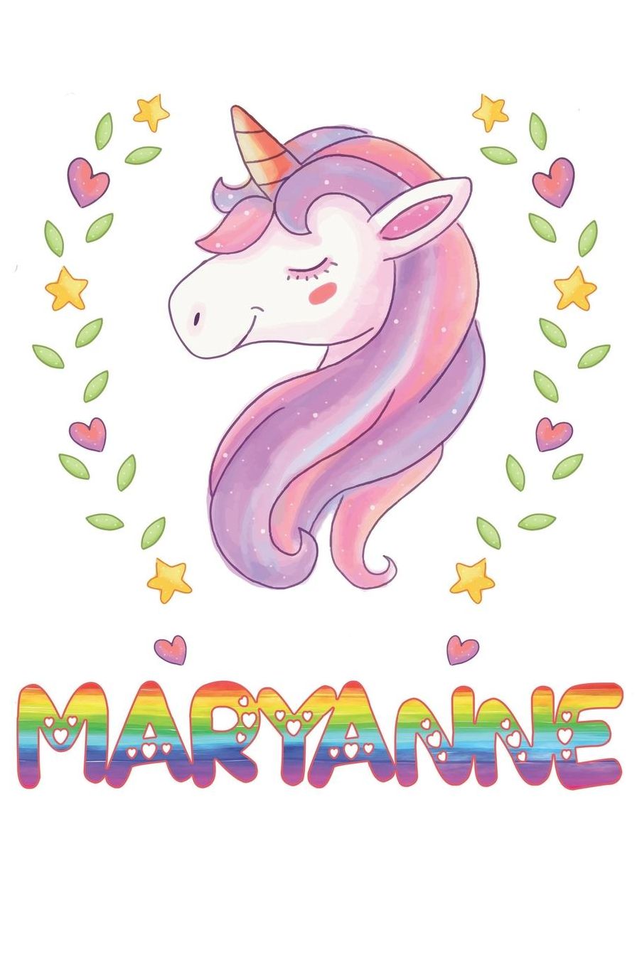 Maryanne: Maryanne Notebook Journal 6x9 Personalized Gift For Maryanne Unicorn Rainbow Colors Lined Paper