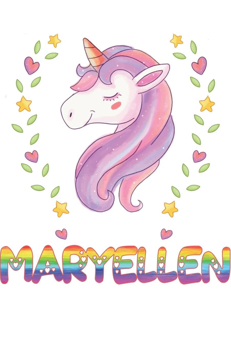 Maryellen: Maryellen Notebook Journal 6x9 Personalized Gift For Maryellen Unicorn Rainbow Colors Lined Paper