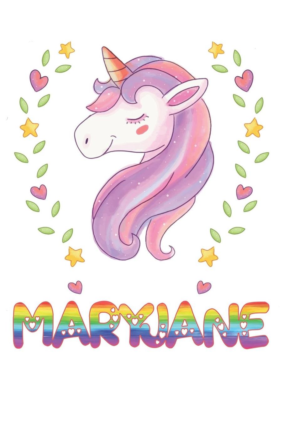 Maryjane: Maryjane Notebook Journal 6x9 Personalized Gift For Maryjane Unicorn Rainbow Colors Lined Paper