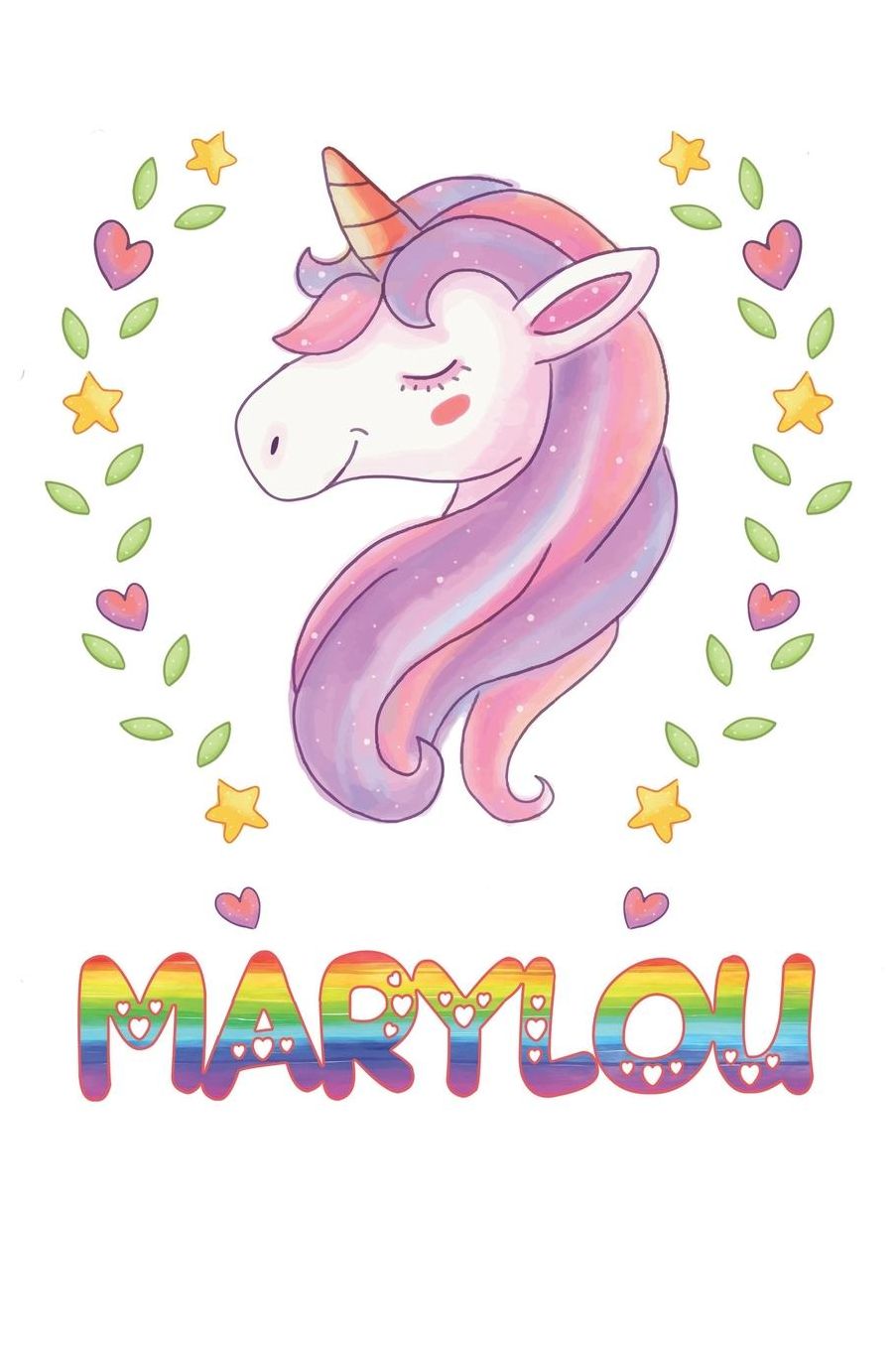 Marylou: Marylou Notebook Journal 6x9 Personalized Gift For Marylou Unicorn Rainbow Colors Lined Paper