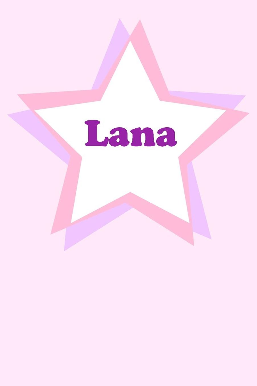 Lana: Personalized Name Journal. Wide Ruled (Lined) Writing Diary, Composition Book. Cute Pink Star Cover for Girls, Kids and Teens