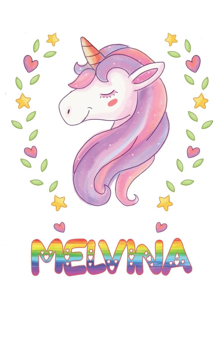 Melvina: Melvina Notebook Journal 6x9 Personalized Gift For Melvina Unicorn Rainbow Colors Lined Paper