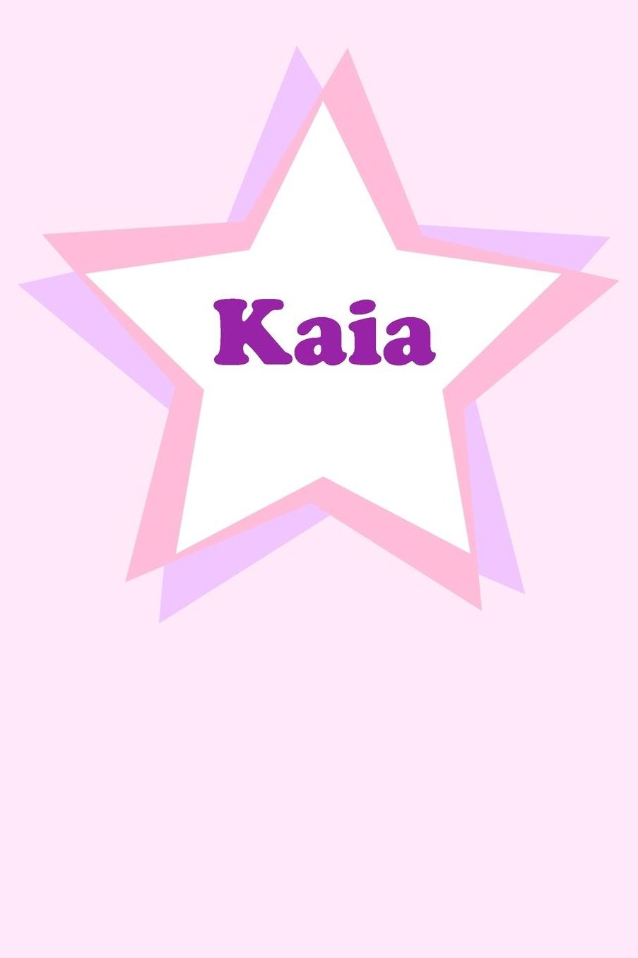 Kaia: Personalized Name Journal. Wide Ruled (Lined) Writing Diary, Composition Book. Cute Pink Star Cover for Girls, Kids and Teens