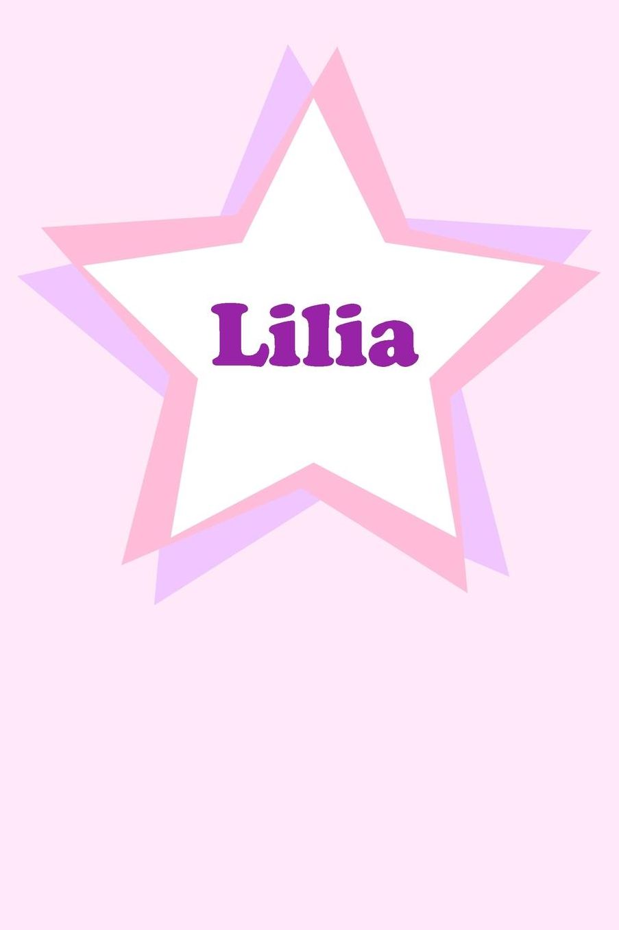 Lilia: Personalized Name Journal. Wide Ruled (Lined) Writing Diary, Composition Book. Cute Pink Star Cover for Girls, Kids and Teens