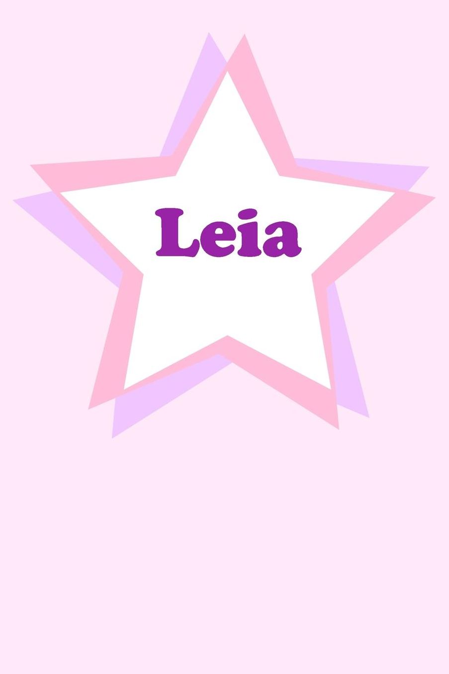 Leia: Personalized Name Journal. Wide Ruled (Lined) Writing Diary, Composition Book. Cute Pink Star Cover for Girls, Kids and Teens
