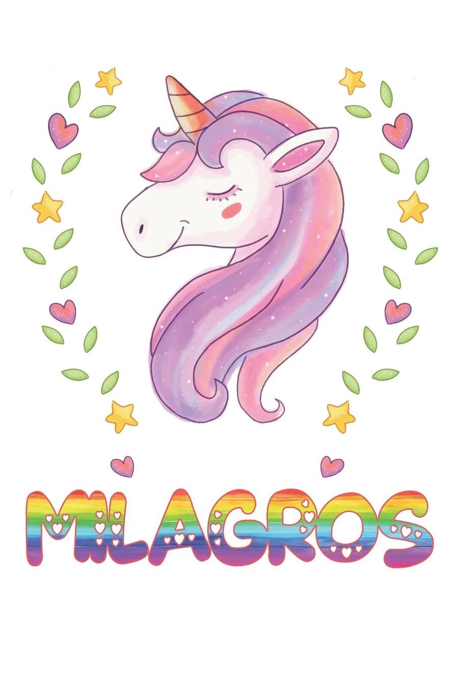 Milagros: Milagros Notebook Journal 6x9 Personalized Gift For Milagros Unicorn Rainbow Colors Lined Paper