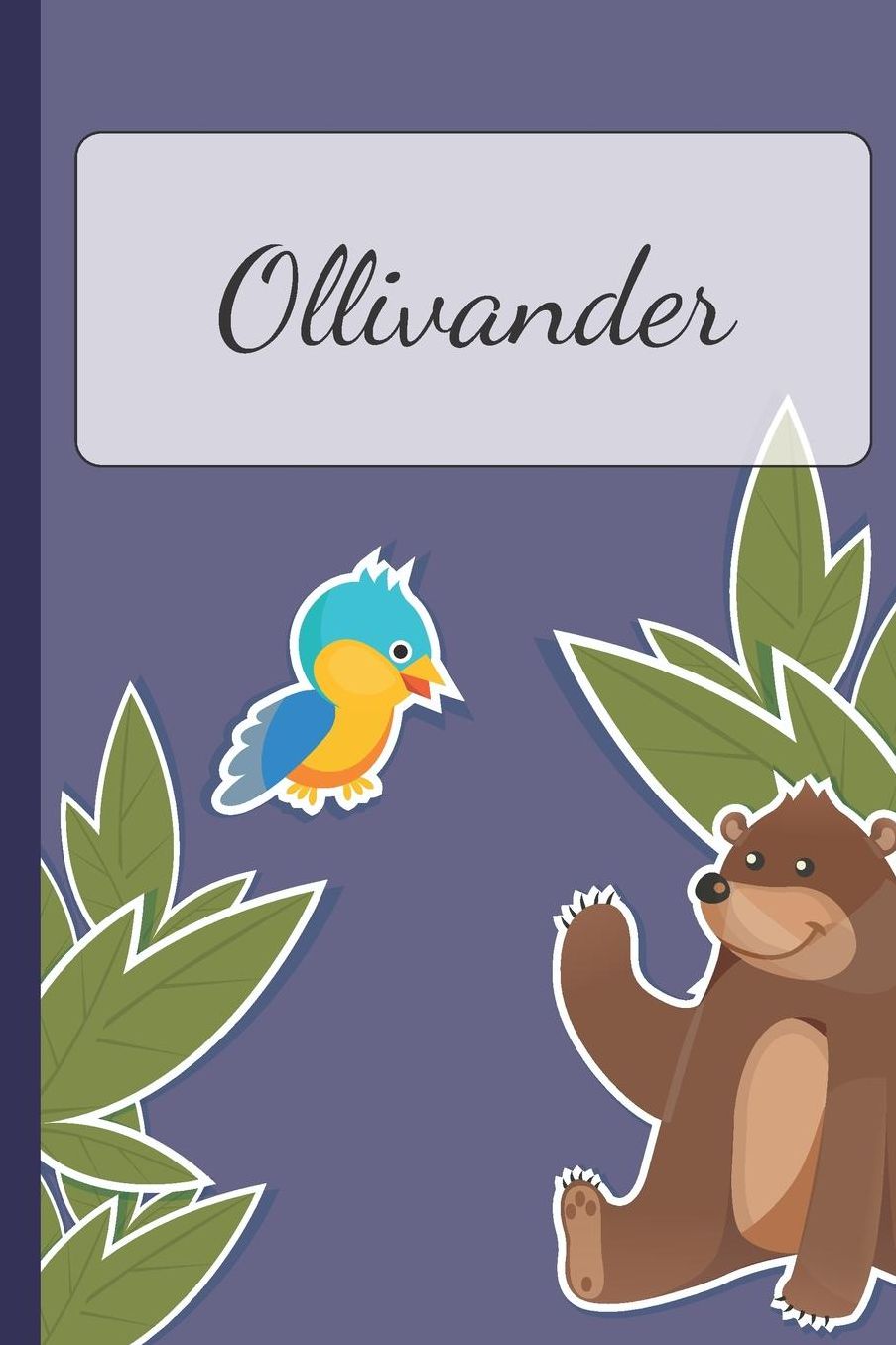 Ollivander: Personalized Notebooks - Sketchbook for Kids with Name Tag - Drawing for Beginners with 110 Dot Grid Pages - 6x9 / A5 size Name Notebook - Perfect as a Personal Gift - Planner and Journal for kids