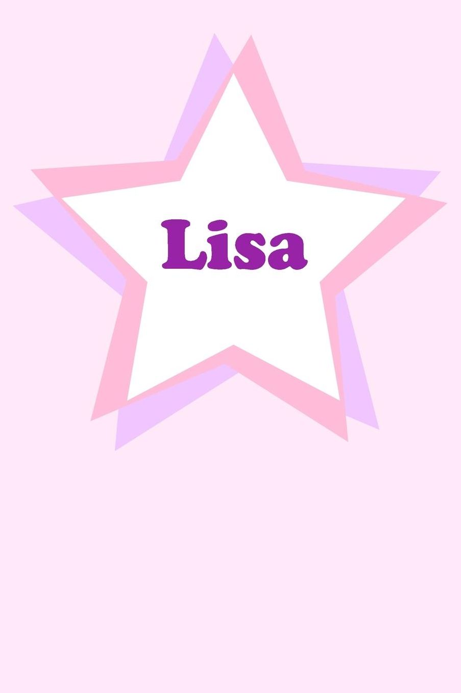 Lisa: Personalized Name Journal. Wide Ruled (Lined) Writing Diary, Composition Book. Cute Pink Star Cover for Girls, Kids and Teens