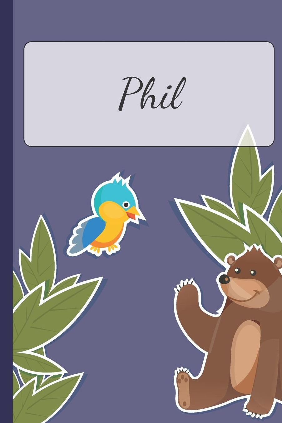 Phil: Personalized Notebooks - Sketchbook for Kids with Name Tag - Drawing for Beginners with 110 Dot Grid Pages - 6x9 / A5 size Name Notebook - Perfect as a Personal Gift - Planner and Journal for kids