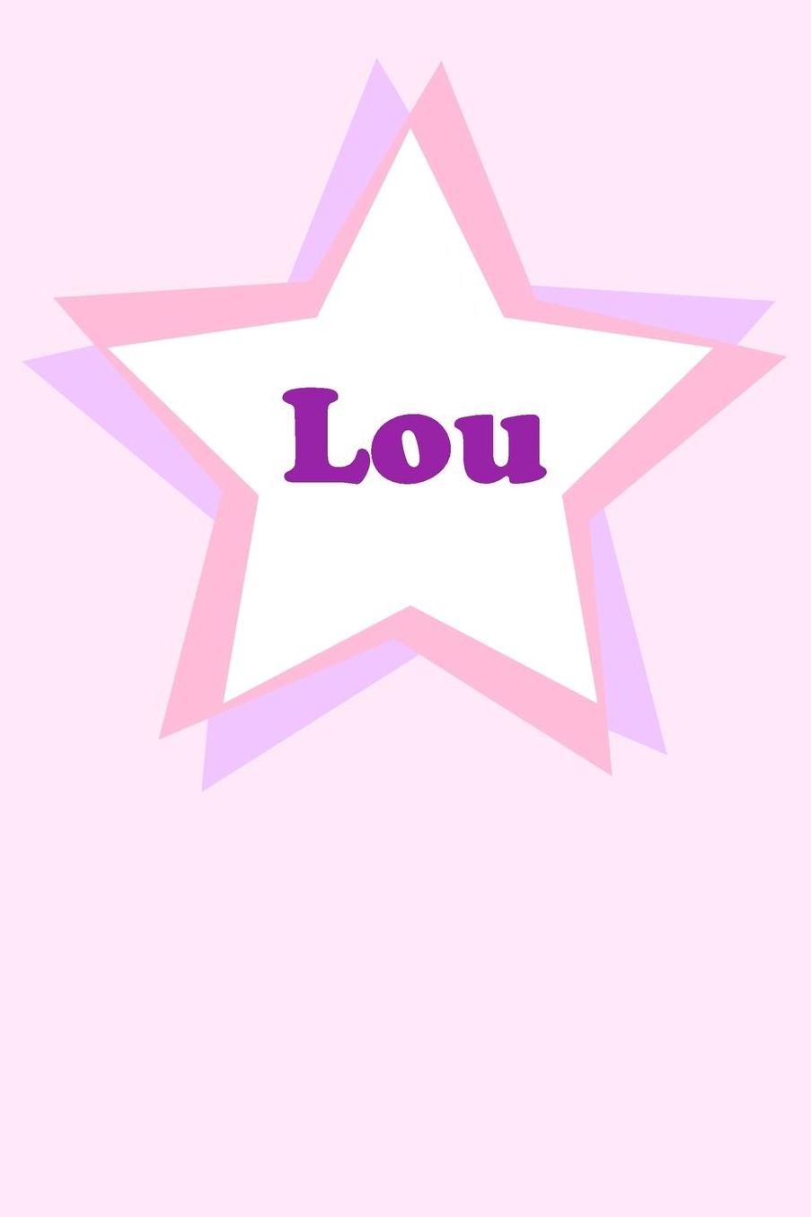 Lou: Personalized Name Journal. Wide Ruled (Lined) Writing Diary, Composition Book. Cute Pink Star Cover for Girls, Kids and Teens
