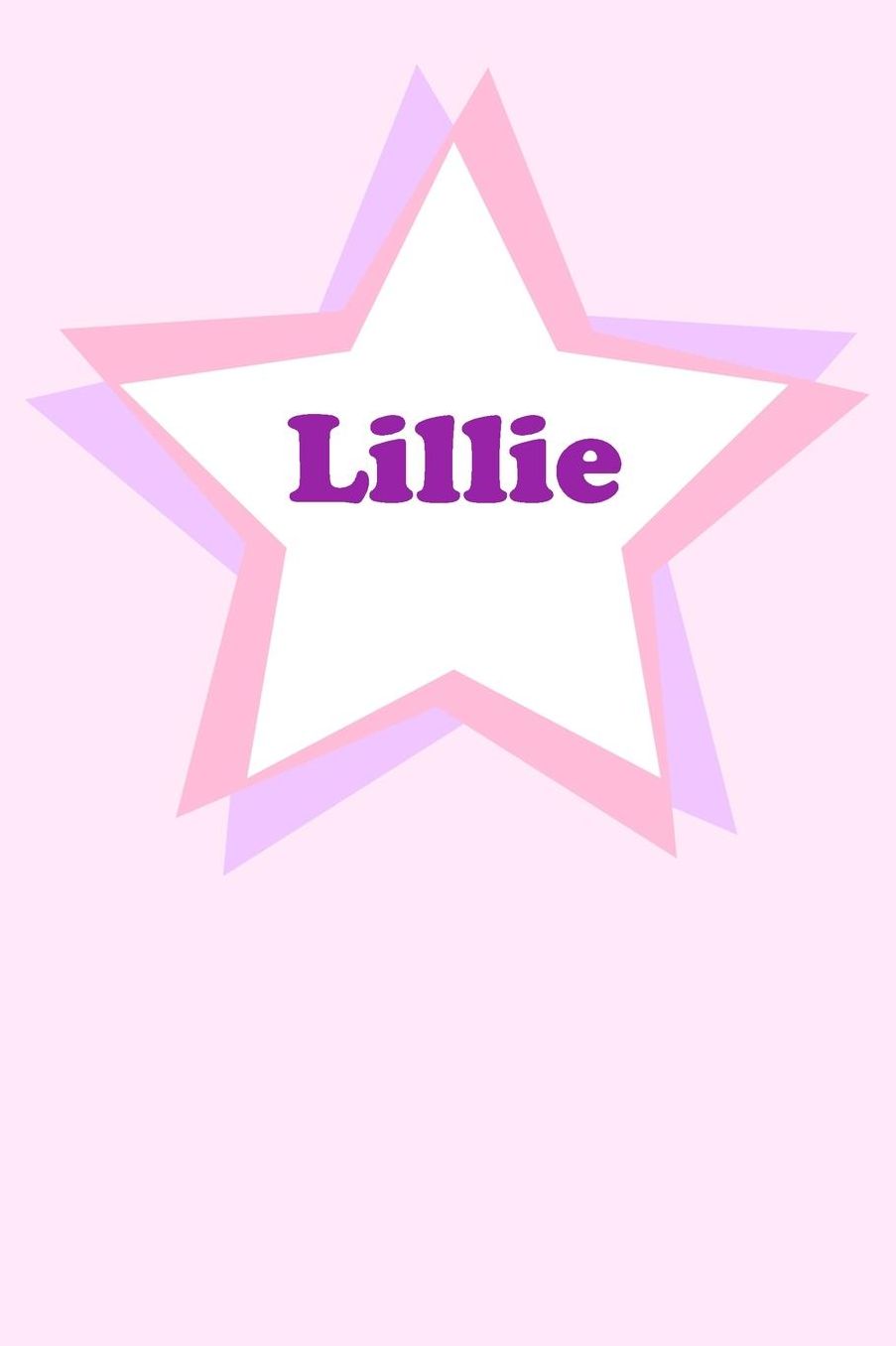 Lillie: Personalized Name Journal. Wide Ruled (Lined) Writing Diary, Composition Book. Cute Pink Star Cover for Girls, Kids and Teens
