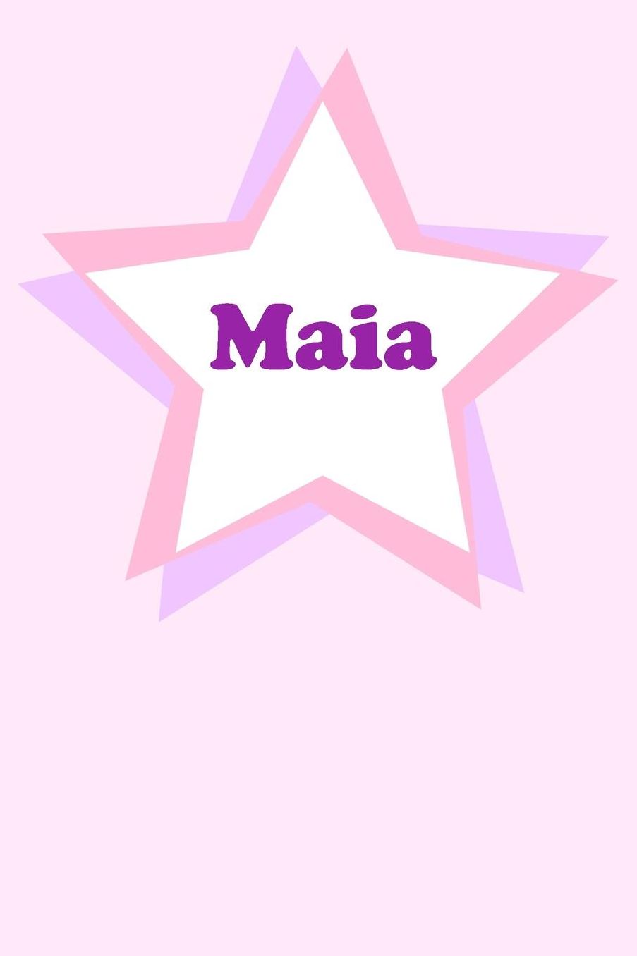 Maia: Personalized Name Journal. Wide Ruled (Lined) Writing Diary, Composition Book. Cute Pink Star Cover for Girls, Kids and Teens