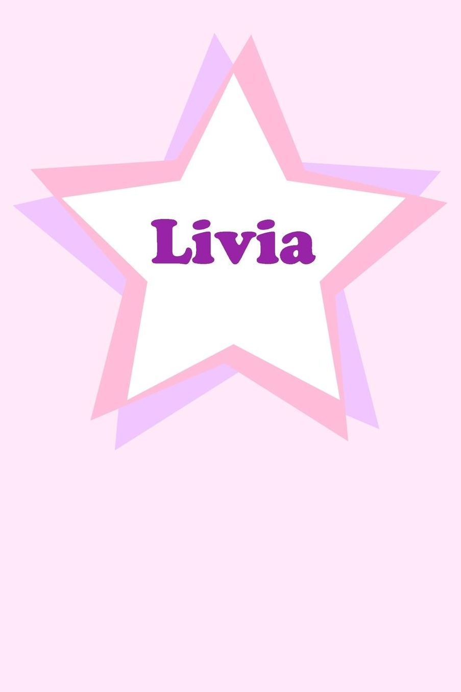 Livia: Personalized Name Journal. Wide Ruled (Lined) Writing Diary, Composition Book. Cute Pink Star Cover for Girls, Kids and Teens