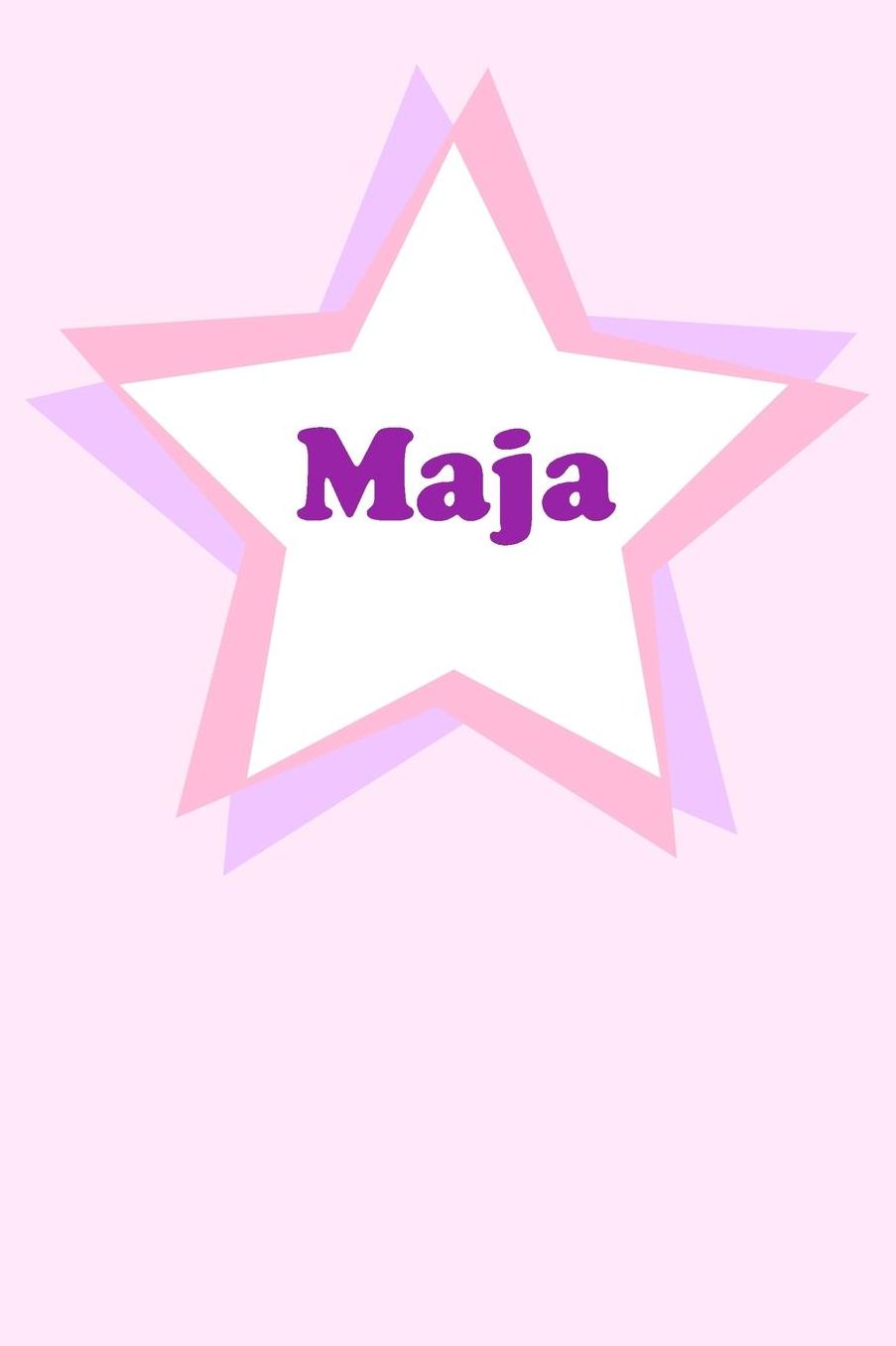 Maja: Personalized Name Journal. Wide Ruled (Lined) Writing Diary, Composition Book. Cute Pink Star Cover for Girls, Kids and Teens