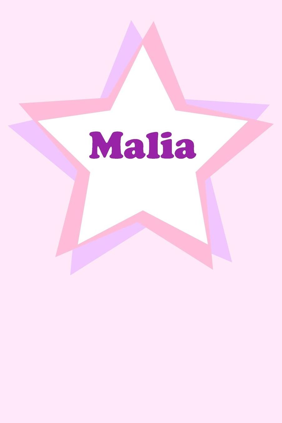 Malia: Personalized Name Journal. Wide Ruled (Lined) Writing Diary, Composition Book. Cute Pink Star Cover for Girls, Kids and Teens