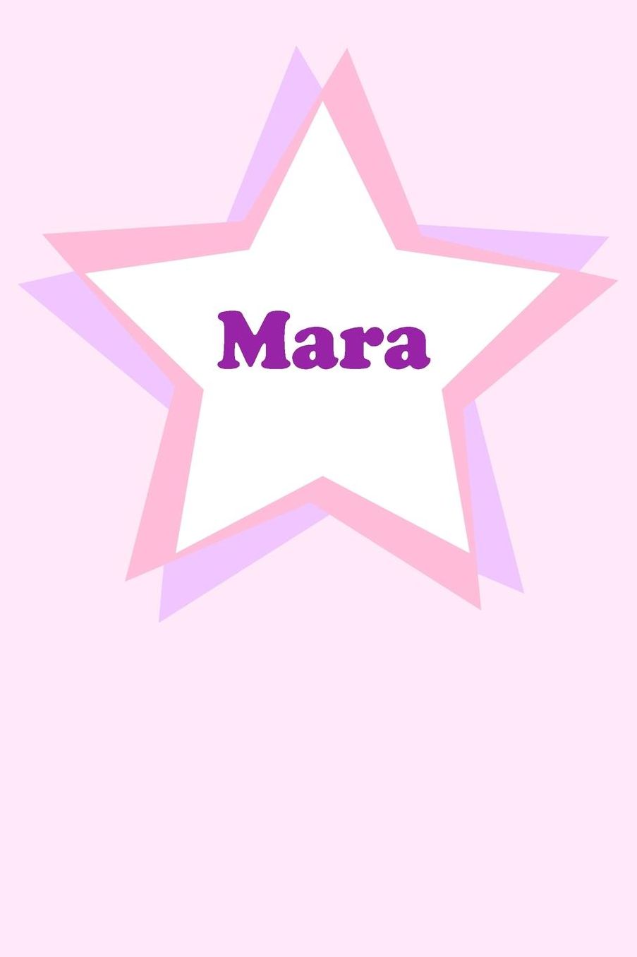 Mara: Personalized Name Journal. Wide Ruled (Lined) Writing Diary, Composition Book. Cute Pink Star Cover for Girls, Kids and Teens