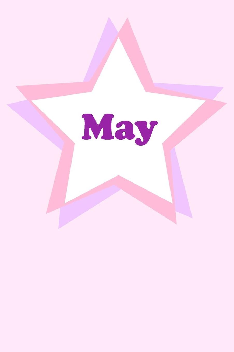 May: Personalized Name Journal. Wide Ruled (Lined) Writing Diary, Composition Book. Cute Pink Star Cover for Girls, Kids and Teens