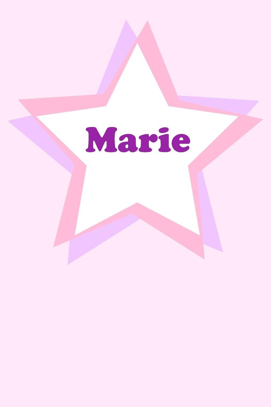 Marie: Personalized Name Journal. Wide Ruled (Lined) Writing Diary, Composition Book. Cute Pink Star Cover for Girls, Kids and Teens