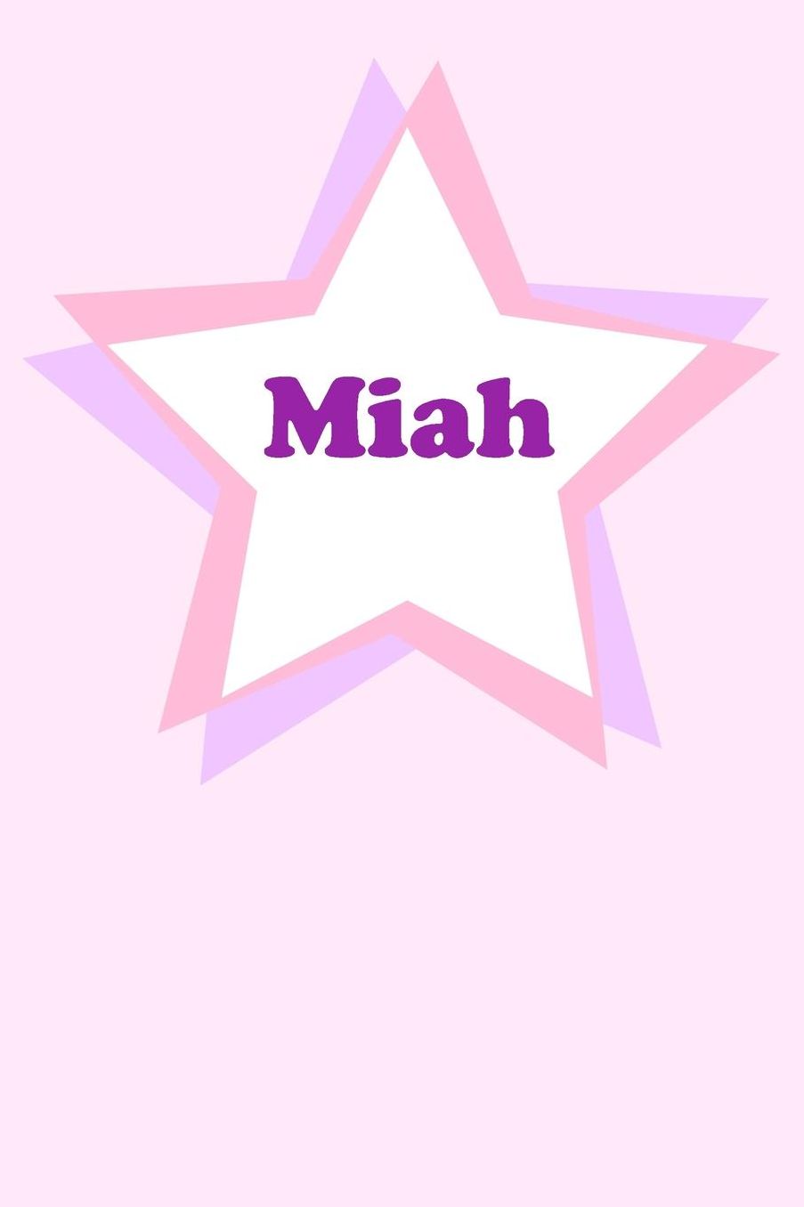 Miah: Personalized Name Journal. Wide Ruled (Lined) Writing Diary, Composition Book. Cute Pink Star Cover for Girls, Kids and Teens
