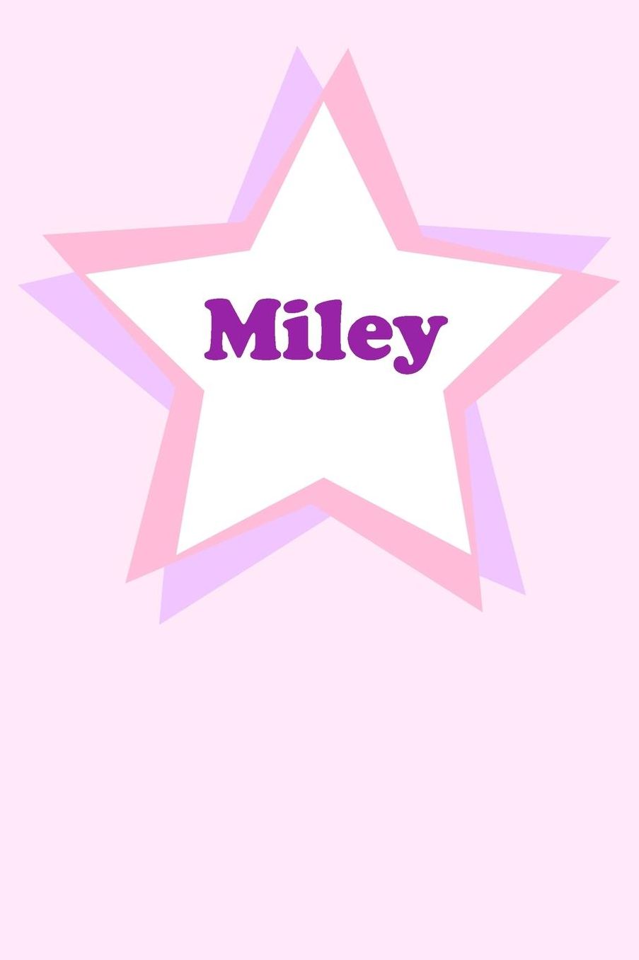 Miley: Personalized Name Journal. Wide Ruled (Lined) Writing Diary, Composition Book. Cute Pink Star Cover for Girls, Kids and Teens
