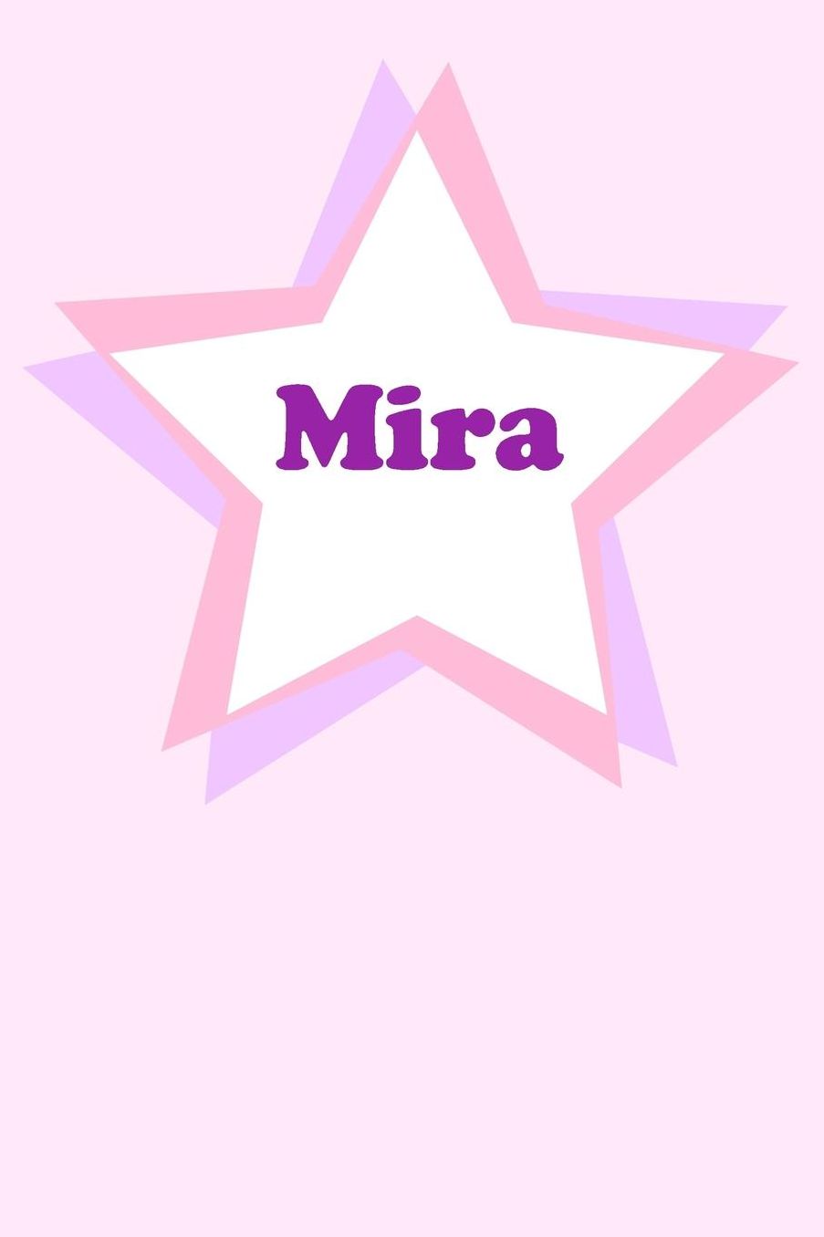Mira: Personalized Name Journal. Wide Ruled (Lined) Writing Diary, Composition Book. Cute Pink Star Cover for Girls, Kids and Teens
