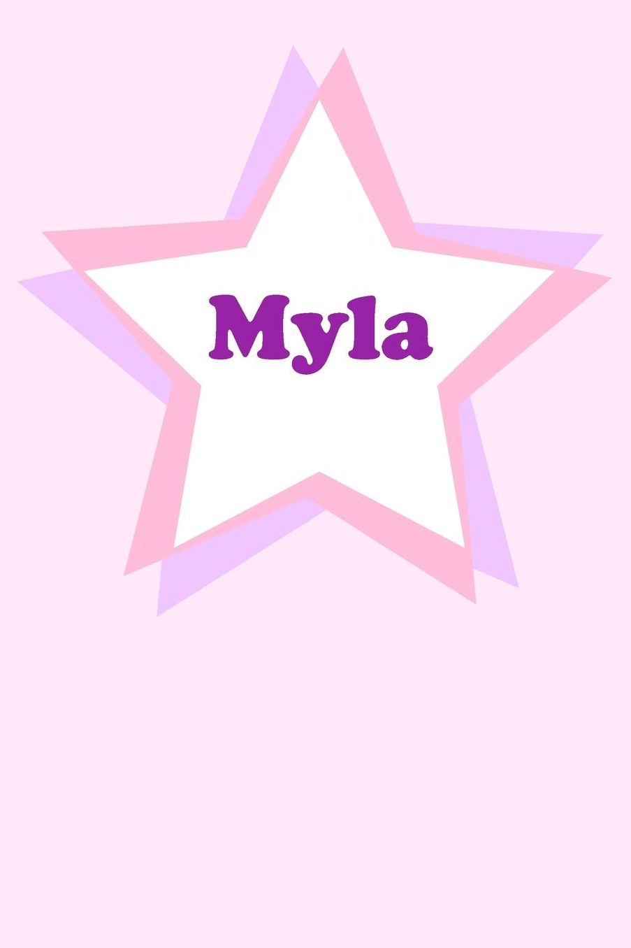 Myla: Personalized Name Journal. Wide Ruled (Lined) Writing Diary, Composition Book. Cute Pink Star Cover for Girls, Kids and Teens