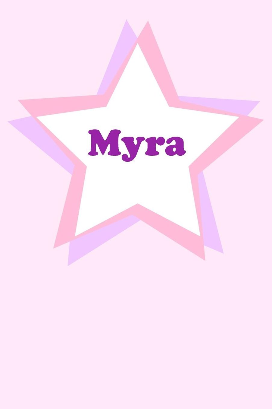 Myra: Personalized Name Journal. Wide Ruled (Lined) Writing Diary, Composition Book. Cute Pink Star Cover for Girls, Kids and Teens