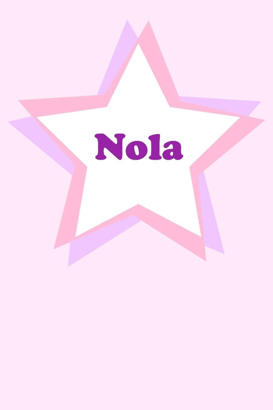 Nola: Personalized Name Journal. Wide Ruled (Lined) Writing Diary, Composition Book. Cute Pink Star Cover for Girls, Kids and Teens