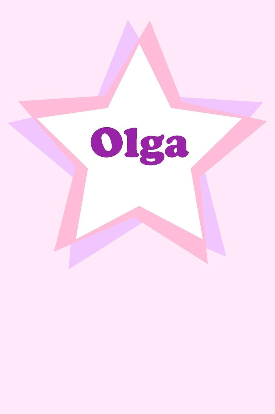 Olga: Personalized Name Journal. Wide Ruled (Lined) Writing Diary, Composition Book. Cute Pink Star Cover for Girls, Kids and Teens