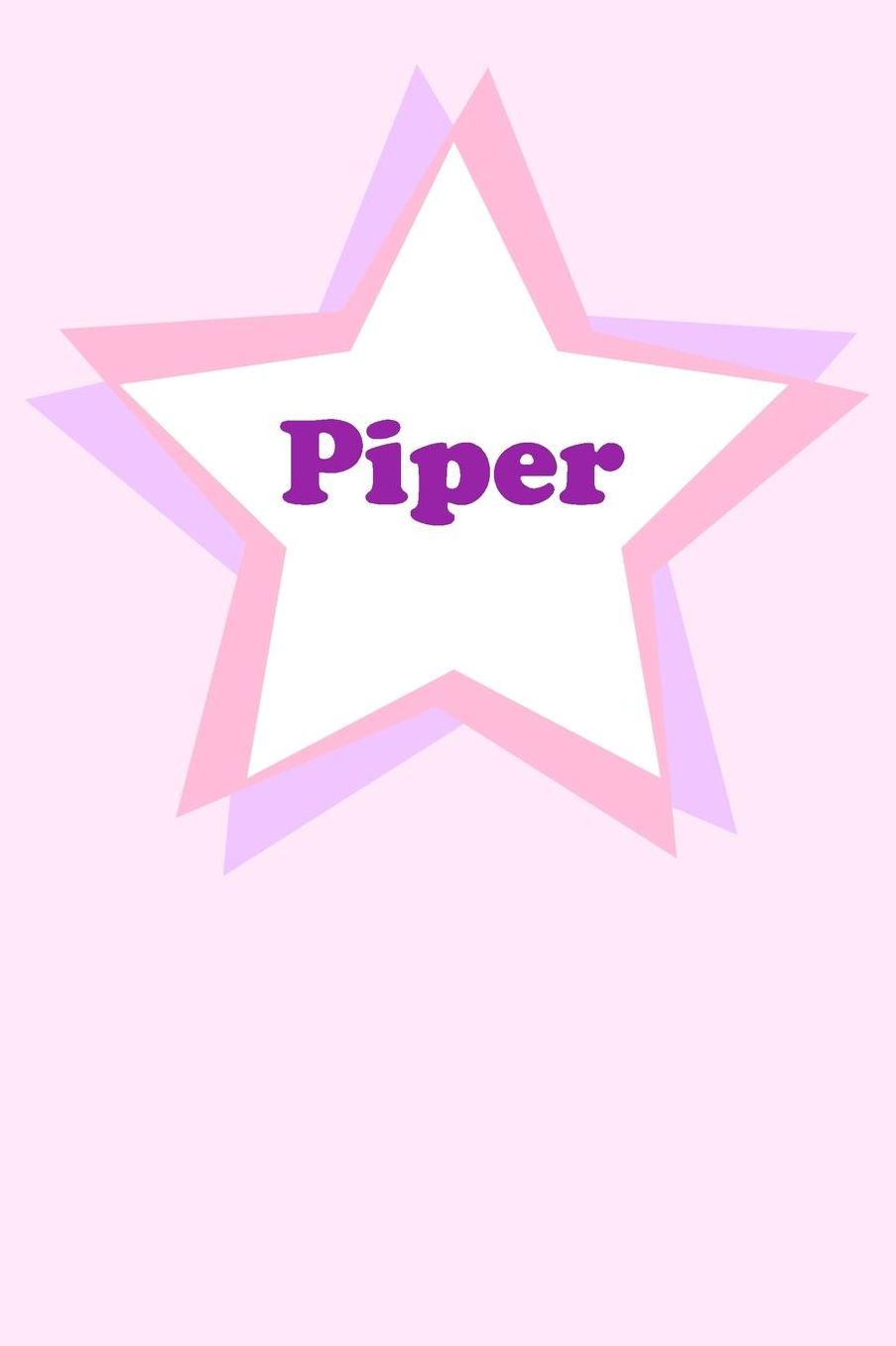Piper: Personalized Name Journal. Wide Ruled (Lined) Writing Diary, Composition Book. Cute Pink Star Cover for Girls, Kids and Teens