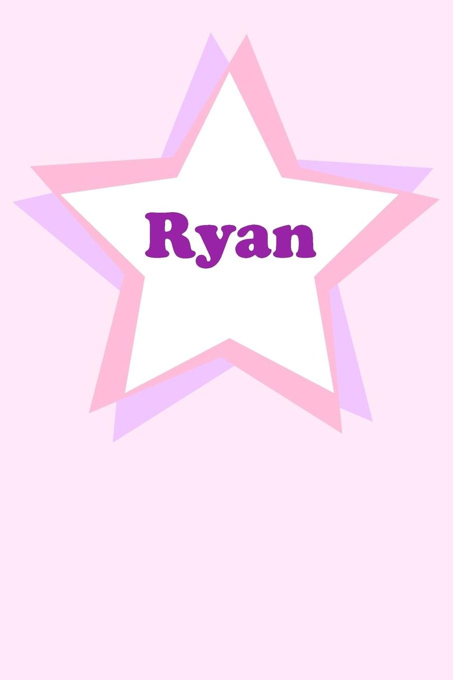 Ryan: Personalized Name Journal. Wide Ruled (Lined) Writing Diary, Composition Book. Cute Pink Star Cover for Girls, Kids and Teens
