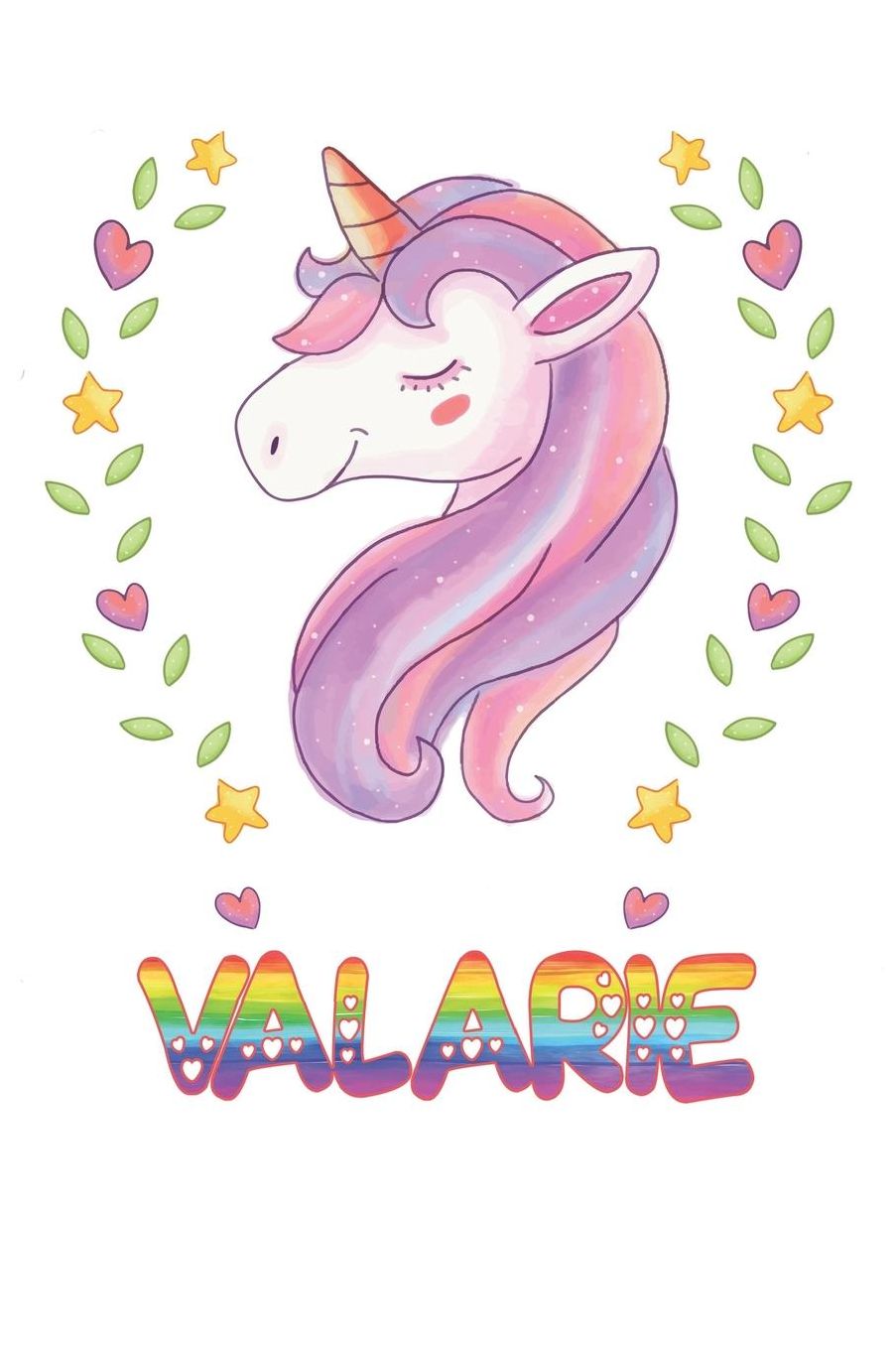Valarie: Valarie Notebook Journal 6x9 Personalized Gift For Valarie Unicorn Rainbow Colors Lined Paper