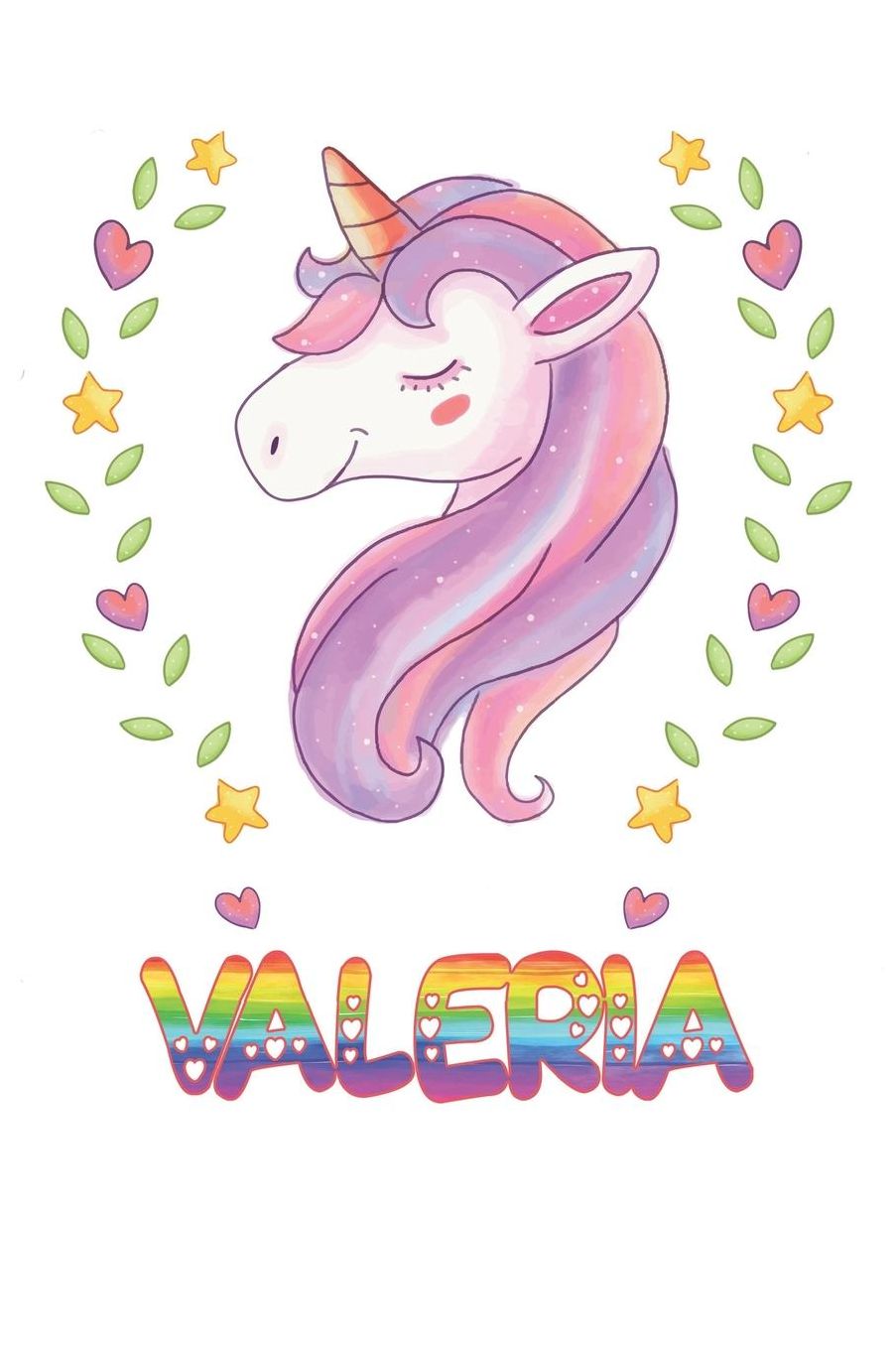 Valeria: Valeria Notebook Journal 6x9 Personalized Gift For Valeria Unicorn Rainbow Colors Lined Paper