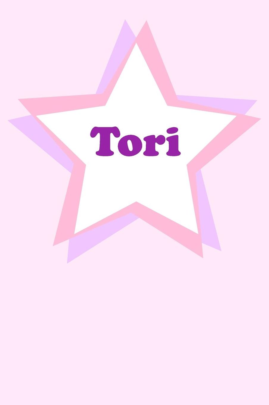 Tori: Personalized Name Journal. Wide Ruled (Lined) Writing Diary, Composition Book. Cute Pink Star Cover for Girls, Kids and Teens