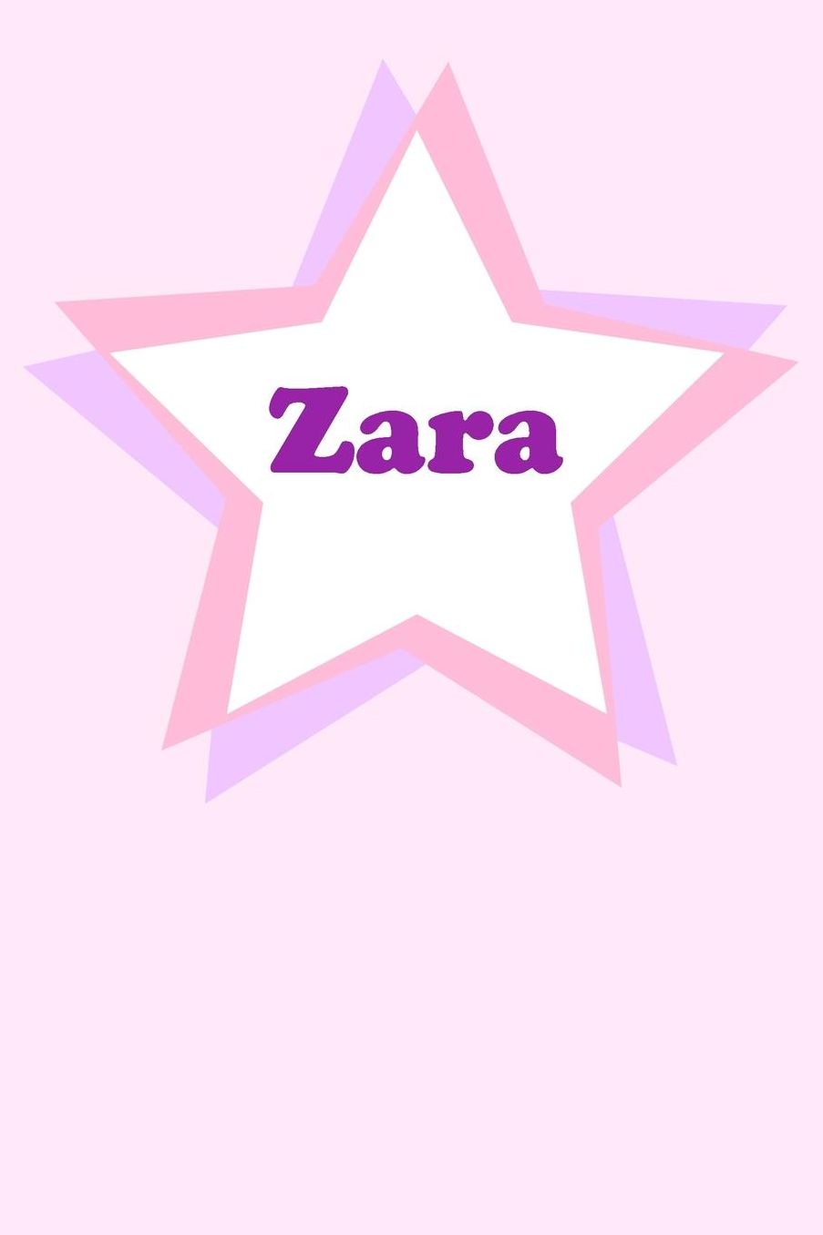 Zara: Personalized Name Journal. Wide Ruled (Lined) Writing Diary, Composition Book. Cute Pink Star Cover for Girls, Kids and Teens