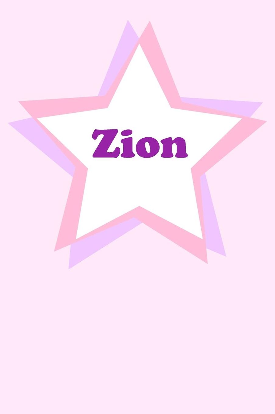 Zion: Personalized Name Journal. Wide Ruled (Lined) Writing Diary, Composition Book. Cute Pink Star Cover for Girls, Kids and Teens