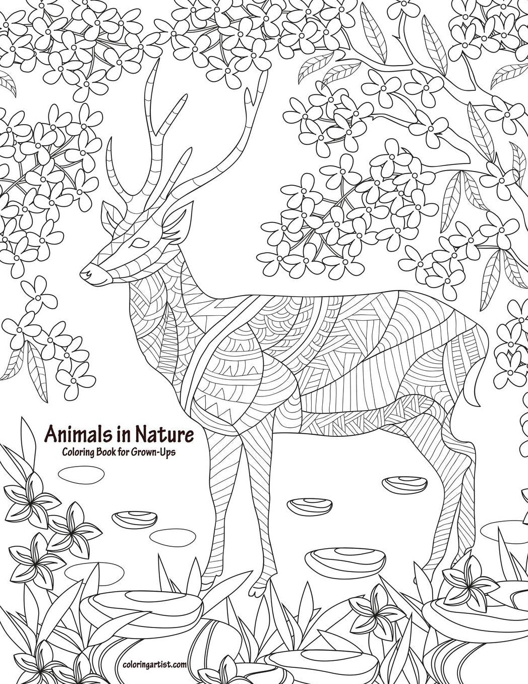 Animals in Nature Coloring Book for Grown-Ups